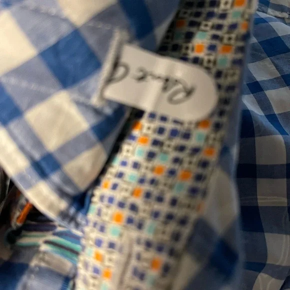 Robert Graham X Blue & White checkered button down Shirt gingham cotton Sz L - Picture 15 of 15